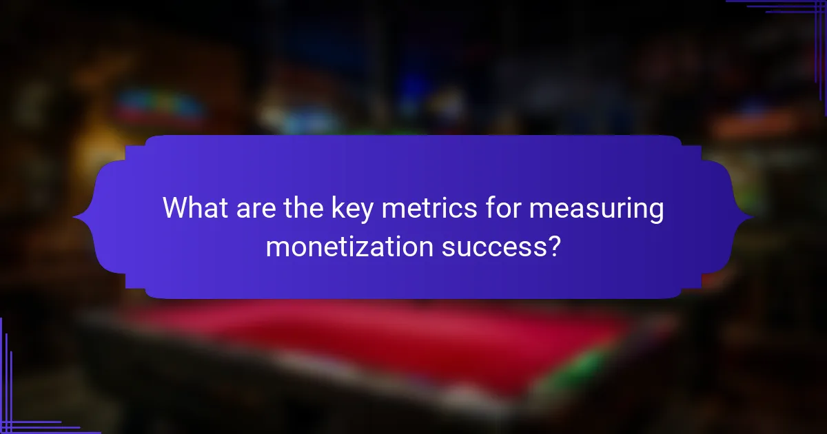 What are the key metrics for measuring monetization success?