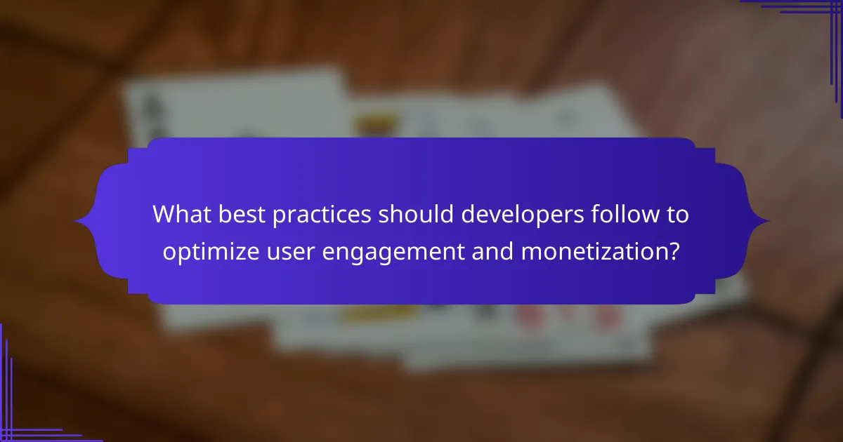 What best practices should developers follow to optimize user engagement and monetization?