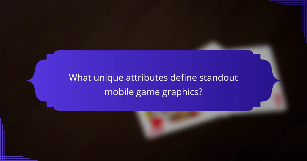 What unique attributes define standout mobile game graphics?