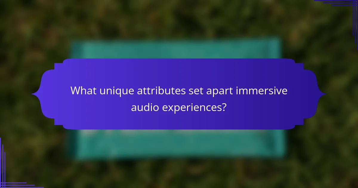 What unique attributes set apart immersive audio experiences?